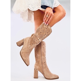 Botas tacón calado Strokes caqui marrón 1 Botas tacón calado Strokes caqui marrón 1