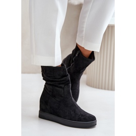 Botas con empeine con volantes y cuña oculta, Negro Zinradea 3