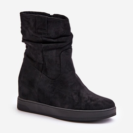 Botas con empeine con volantes y cuña oculta, Negro Zinradea 4