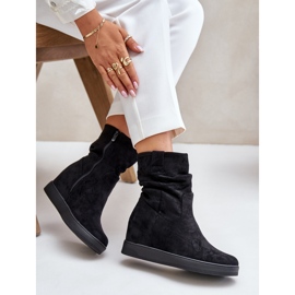 Botas con empeine con volantes y cuña oculta, Negro Zinradea 7
