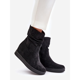 Botas con empeine con volantes y cuña oculta, Negro Zinradea 1