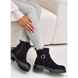 Botas aislantes de ante ecológico con cremallera y hebilla, negro Zinovelle 7