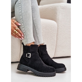 Botas aislantes de ante ecológico con cremallera y hebilla, negro Zinovelle 8