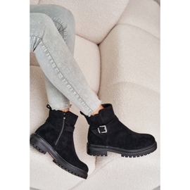 Botas aislantes de ante ecológico con cremallera y hebilla, negro Zinovelle 9