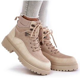 Botas Trapper con cordones de mujer Rabaria Beige 9