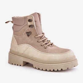 Botas Trapper con cordones de mujer Rabaria Beige 4