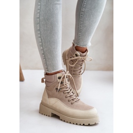Botas Trapper con cordones de mujer Rabaria Beige 3