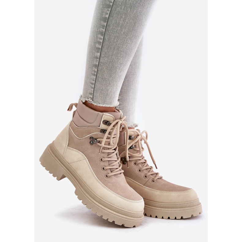 Botas Trapper con cordones de mujer Rabaria Beige 1 Botas Trapper con cordones de mujer Rabaria Beige 1