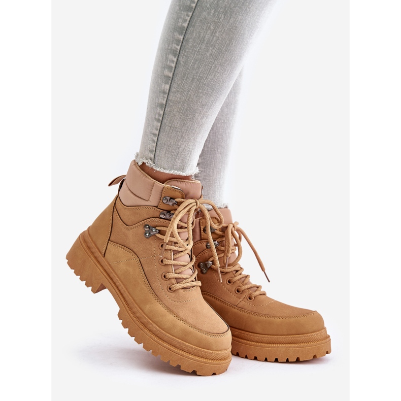 Botines con cordones de mujer Camel Rabaria marrón 1 Botines con cordones de mujer Camel Rabaria marrón 1