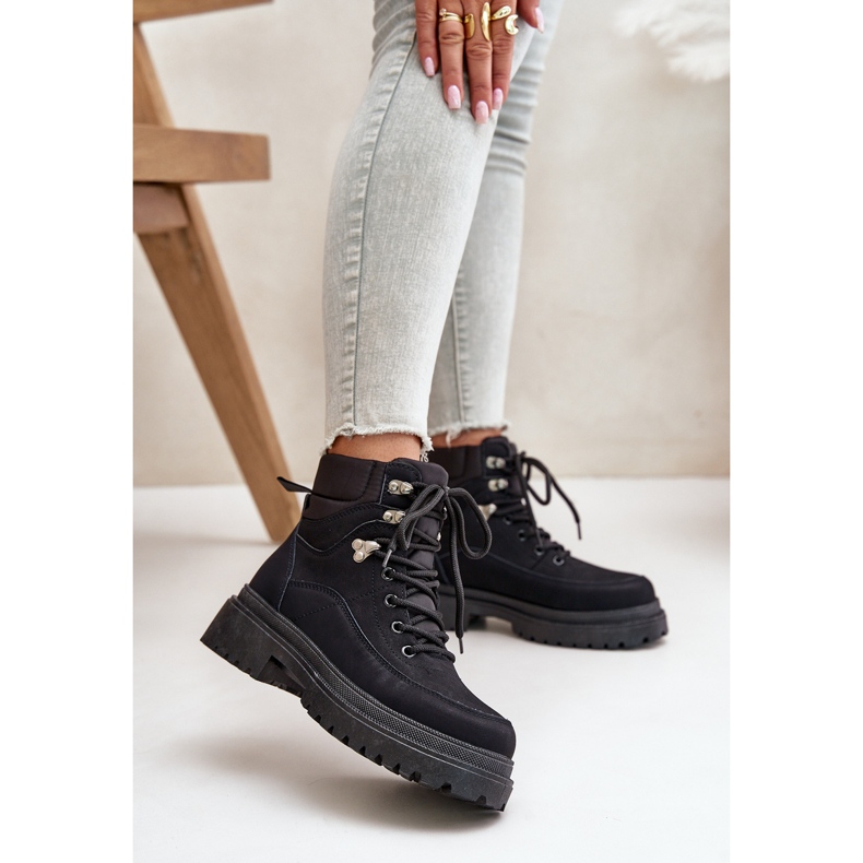 Botas Trapper Mujer Con Cordones Negro Rabaria 2 Botas Trapper Mujer Con Cordones Negro Rabaria 2