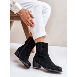Botas Cowboy Mujer Ante Tacón Bajo Cálidas Sergio Leone BT284-S Negro 6