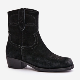 Botas Cowboy Mujer Ante Tacón Bajo Cálidas Sergio Leone BT284-S Negro 4