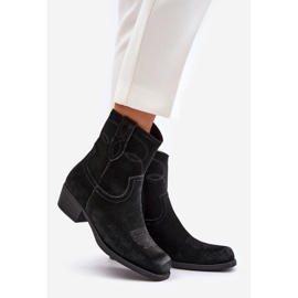 Botas Cowboy Mujer Ante Tacón Bajo Cálidas Sergio Leone BT284-S Negro 1