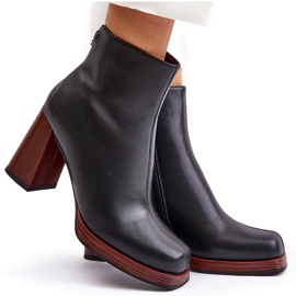 S.Barski Botas De Mujer De Piel Con Tacón Alto Con Aislamiento D&amp;A JC42-37 Negro 14