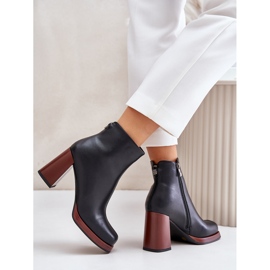 S.Barski Botas De Mujer De Piel Con Tacón Alto Con Aislamiento D&amp;A JC42-37 Negro 10