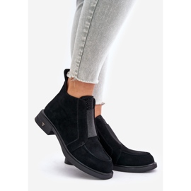 S.Barski Botas bajas de ante con tacón plano con aislamiento D&amp;A JC42-23 Negro 1