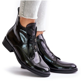 Botas De Charol Con Cremallera Aislante Tacón Plano S.Barski HY42-717 Negro 8