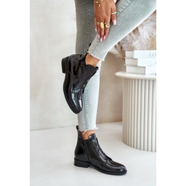 Botas De Charol Con Cremallera Aislante Tacón Plano S.Barski HY42-717 Negro 5