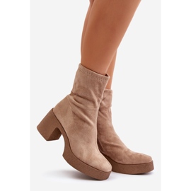Botas de mujer con plataforma y tacón macizo S.Barski HY42-739 Beige 1