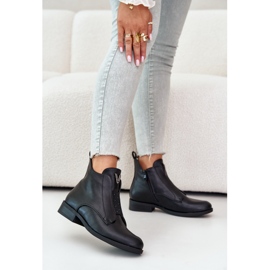 Botas bajas de mujer con tacón plano Warmed Black S.Barski HY42-119 Black negro 2