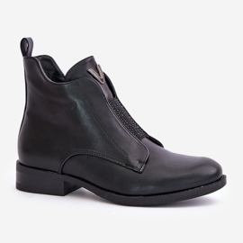 Botas bajas de mujer con tacón plano Warmed Black S.Barski HY42-119 Black negro 4