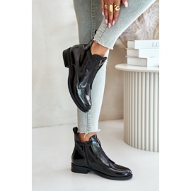 Botas bajas de mujer de charol con tacón plano, negro cálido S.Barski HY42-120 Negro 5