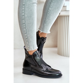 Botas bajas de mujer de charol con tacón plano, negro cálido S.Barski HY42-120 Negro 3