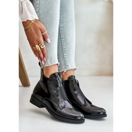 Botas bajas de mujer de charol con tacón plano, negro cálido S.Barski HY42-120 Negro 6