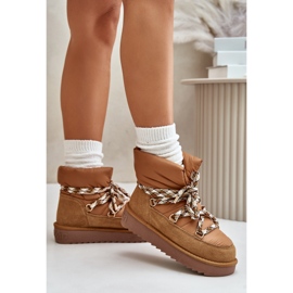 Botas de nieve para mujer de ante con cordones gruesos D.Franklin DFSH375003 Marrón 8