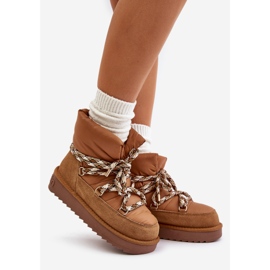 Botas de nieve para mujer de ante con cordones gruesos D.Franklin DFSH375003 Marrón 1