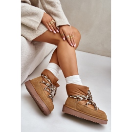 Botas de nieve para mujer de ante con cordones gruesos D.Franklin DFSH375003 Marrón 2