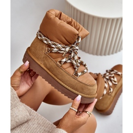Botas de nieve para mujer de ante con cordones gruesos D.Franklin DFSH375003 Marrón 4