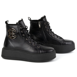 Olivier Botas de invierno de mujer de piel con aislamiento 1174 negro 3