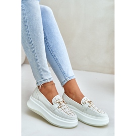 Mocasines De Mujer De Piel Con Plataforma Y Adorno Dorado Vinceza 89105 Beige Claro 7