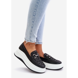 Mocasines Mujer Piel Plataforma Con Adorno Vinceza 89105 Negro 1