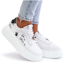 Zapatillas Deportivas De Mujer De Piel Con Plataforma Con Alfileres Y La Inscripción Vinceza 89102 Blanco 10