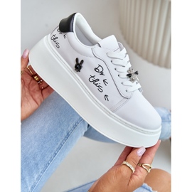 Zapatillas Deportivas De Mujer De Piel Con Plataforma Con Alfileres Y La Inscripción Vinceza 89102 Blanco 9