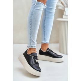 Deportivas Mujer de Piel con Plataforma y Pin Vinceza 89101 Negro 3