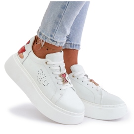 Vinceza Deportivas Mujer de Piel con Plataforma con Pin y Flor Decorativa 89100 Blanco 11