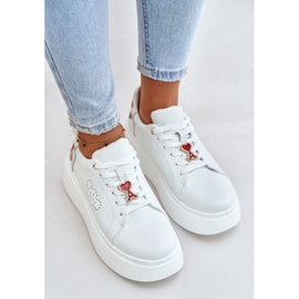 Vinceza Deportivas Mujer de Piel con Plataforma con Pin y Flor Decorativa 89100 Blanco 7