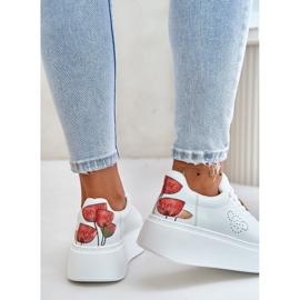 Vinceza Deportivas Mujer de Piel con Plataforma con Pin y Flor Decorativa 89100 Blanco 8