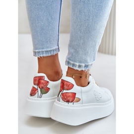 Vinceza Deportivas Mujer de Piel con Plataforma con Pin y Flor Decorativa 89100 Blanco 9