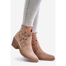 S.Barski Botas Cowboy Mujer Ante Calado Beige Daxon 10