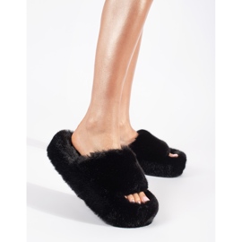 Seastar Zapatillas de casa de pelo negro con plataforma. 2