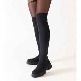 Botas largas de tela negra con plataforma Athira negro 1