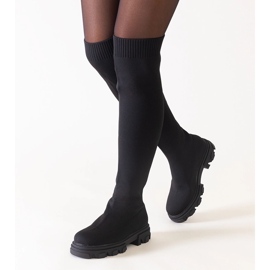 Botas largas de tela negra con plataforma Athira negro 3