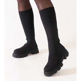 Botas plataforma Nazira tejido negro 1