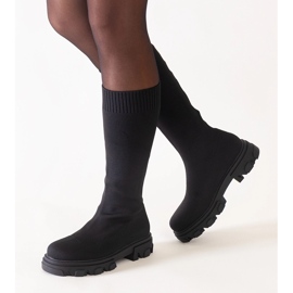 Botas plataforma Nazira tejido negro 2