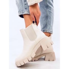 Ledeck Botines Chelsea de poliuretano en beige con tacón ancho 2