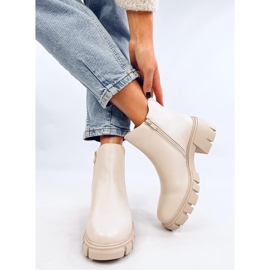 Ledeck Botines Chelsea de poliuretano en beige con tacón ancho 4
